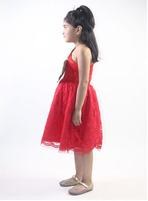 Ruviero sequin bow Red netted frock 3