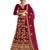 Red embroidered velvet semi stitched lehenga