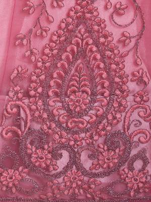 Light-pink embroidered net semi stitched lehenga 4