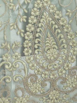 Olive embroidered net semi stitched lehenga 4