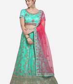 Light-green embroidered net semi stitched lehenga