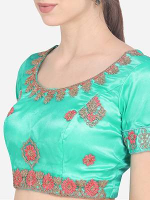 Light-green embroidered net semi stitched lehenga 3