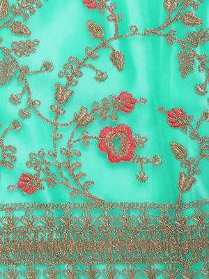 Light-green embroidered net semi stitched lehenga 4