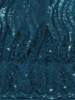 Blue embroidered net semi stitched lehenga 4