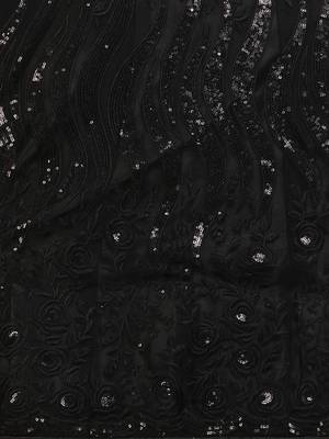 Black embroidered net semi stitched lehenga 4