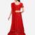 Red embroidered net semi stitched lehenga