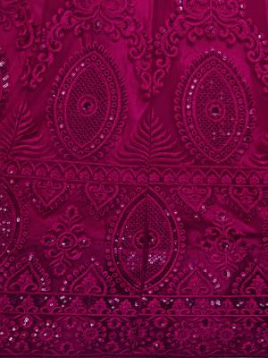 Purple embroidered net semi stitched lehenga 4
