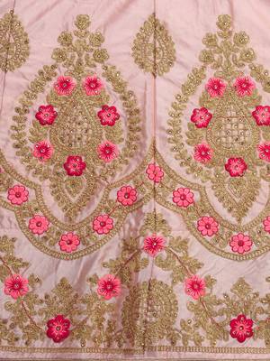 Pink embroidered silk semi stitched lehenga 4