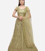 Light-green embroidered net semi stitched lehenga