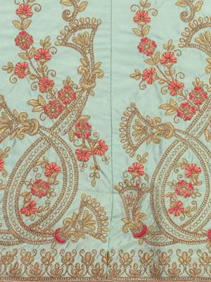 Light-green embroidered silk semi stitched lehenga 4