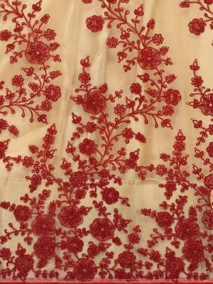 Beige embroidered net semi stitched lehenga 4