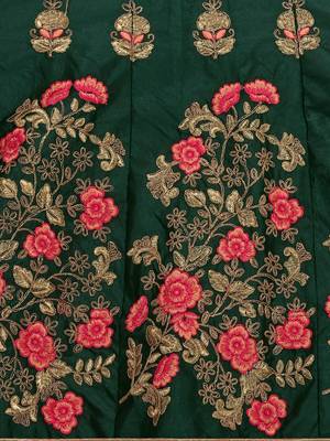 Green embroidered silk semi stitched lehenga 4