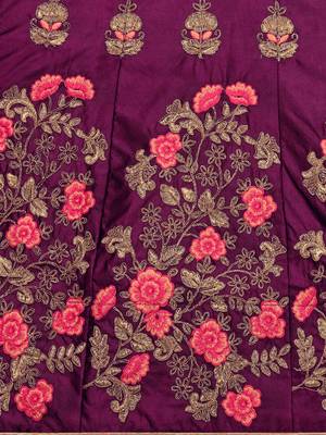 Purple embroidered silk semi stitched lehenga 4
