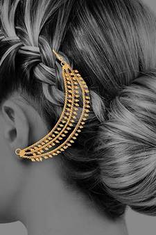 Designer 3 line bridal pearl earchain or ear support earrings for wedding