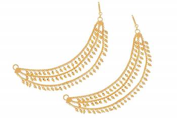 Designer 3 line bridal pearl earchain or ear support earrings for wedding 2