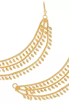 Designer 3 line bridal pearl earchain or ear support earrings for wedding