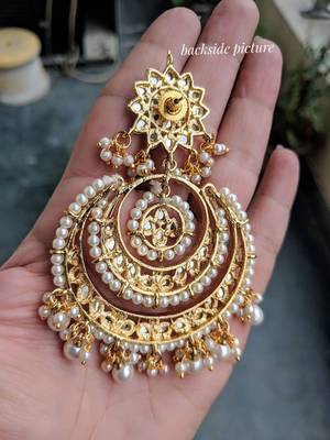  Designer kundan stone bridal dangler pearl stone earrings studs 2