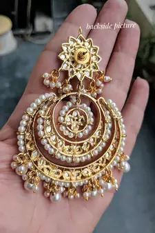  Designer kundan stone bridal dangler pearl stone earrings studs