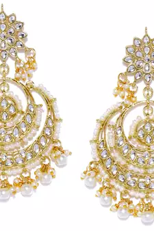  Designer kundan stone bridal dangler pearl stone earrings studs