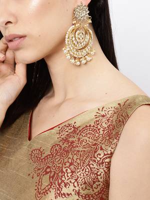 Designer kundan stone bridal dangler pearl stone earrings studs 3