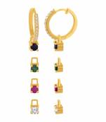Designer 4 in 1 Multicolor Stone Studed danglers-drops Hoops