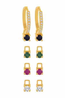 Designer 4 in 1 Multicolor Stone Studed danglers-drops Hoops