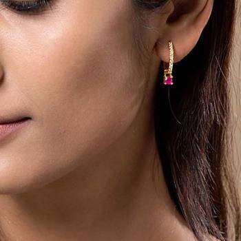 Designer 4 in 1 Multicolor Stone Studed danglers-drops Hoops 5
