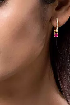 Designer 4 in 1 Multicolor Stone Studed danglers-drops Hoops