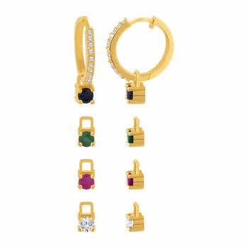 Designer 4 in 1 Multicolor Stone Studed danglers-drops Hoops 3