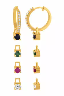 Designer 4 in 1 Multicolor Stone Studed danglers-drops Hoops