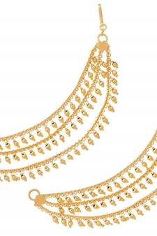 Designer 3 line Bridal pearl earchain or ear support earrings for Wedding