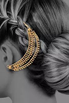 Designer 3 line Bridal pearl earchain or ear support earrings for Wedding
