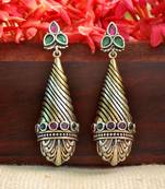 Multicolor onyx danglers-drops Dual Tone stud earring