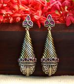 Pink onyx danglers-drops Dual Tone stud earring