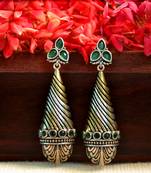 Green onyx danglers-drops Dual Tone stud earring