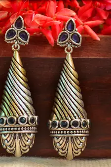 Blue onyx danglers-drops Dual Tone stud earring
