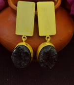 Black agate druzzy stone danglers-drops studs earrings