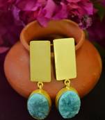 Turquoise agate druzzy stone danglers-drops studs earrings