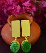 Green agate Druzzy stone danglers-drops studs earrings