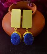 Blue agate Druzzy stone danglers-drops studs earrings
