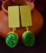Green agate Druzzy stone danglers-drops studs earrings