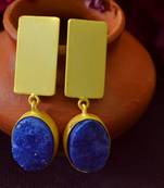 Blue agate Druzzy stone danglers-drops studs earrings
