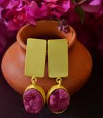 Purple agate Druzzy stone danglers-drops studs earrings