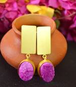 Pink agate Druzzy Stone danglers-drops Studs Earrings