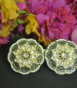 Black Meenakari Work With pearl Stone Border studs