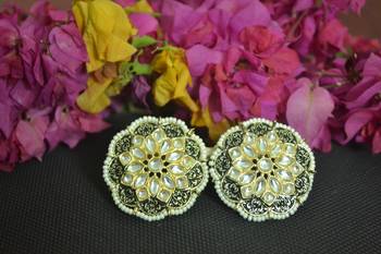 Black Meenakari Work With pearl Stone Border studs 3