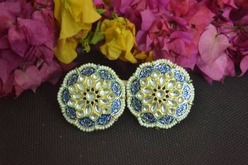 Blue Meenakari Work With pearl Stone Border studs 1