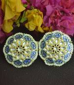 Blue Meenakari Work With pearl Stone Border studs