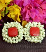 Blue Bunched Pearls onyx Stone Wedding studs