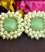 Green Bunched Pearls onyx Stone Wedding studs